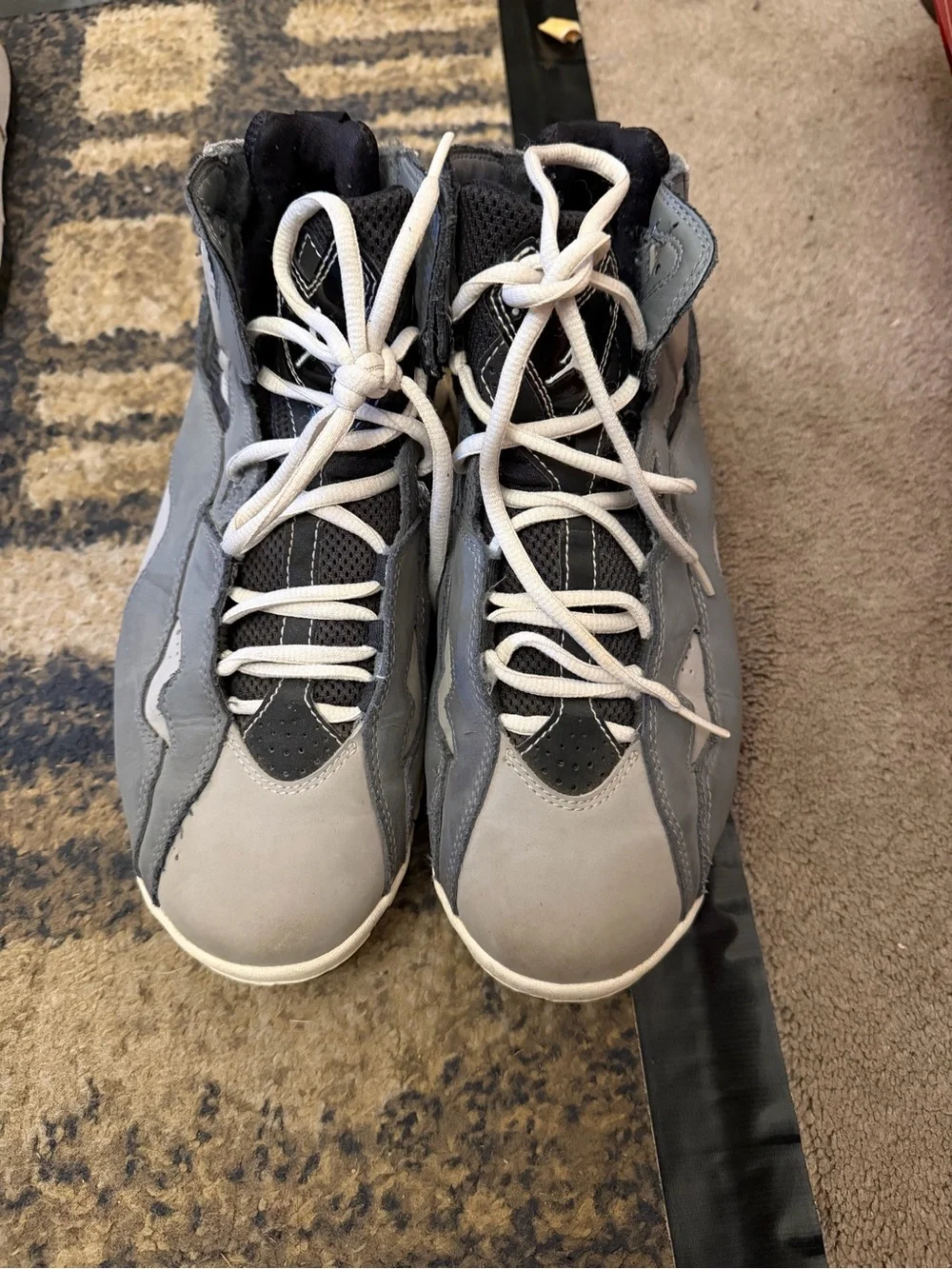 Jordan Kids Gray and Black High-Top Sneakers with White Laces